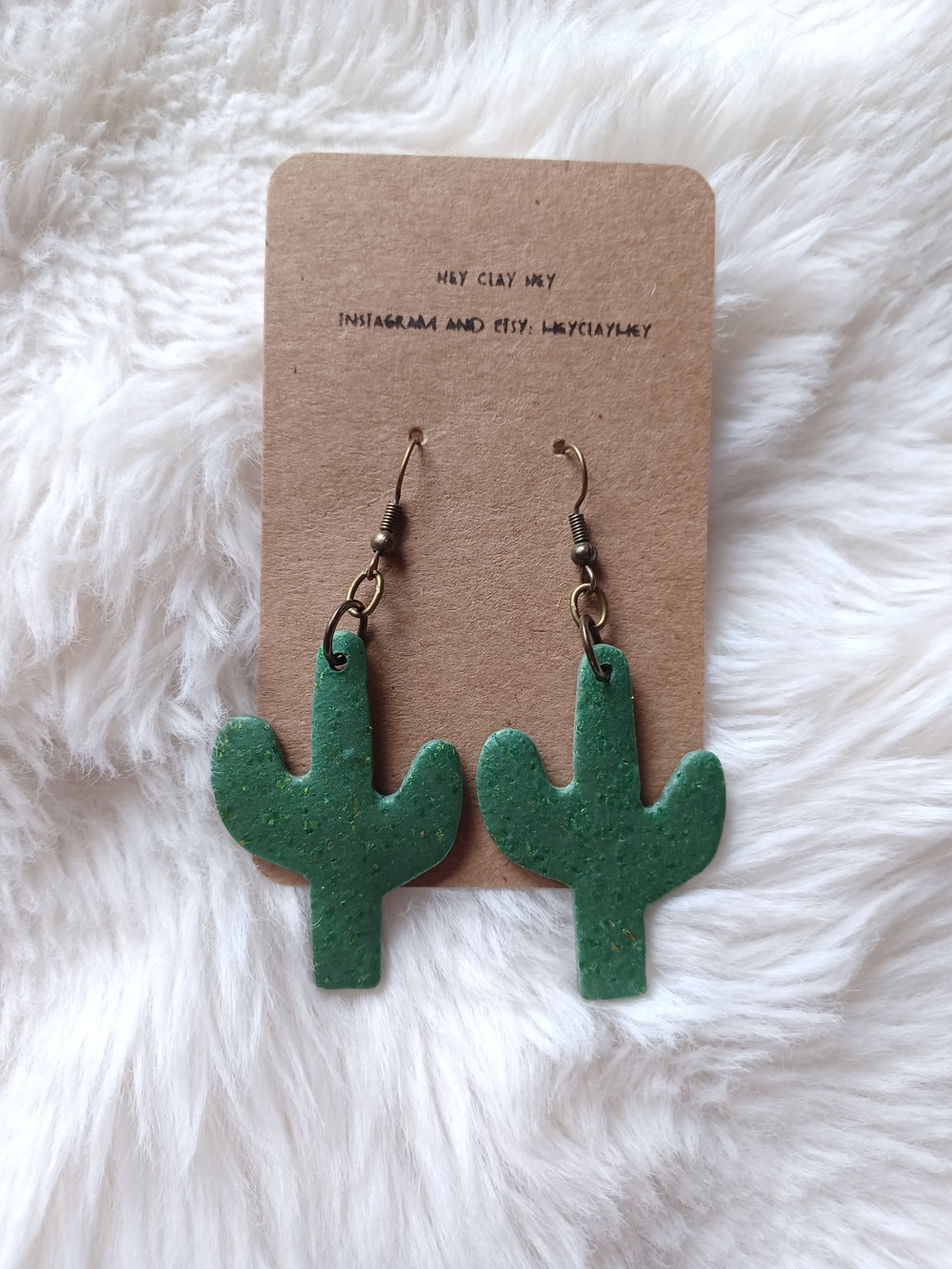 💗 3/$10 💗 Green Cactus Clay Earrings